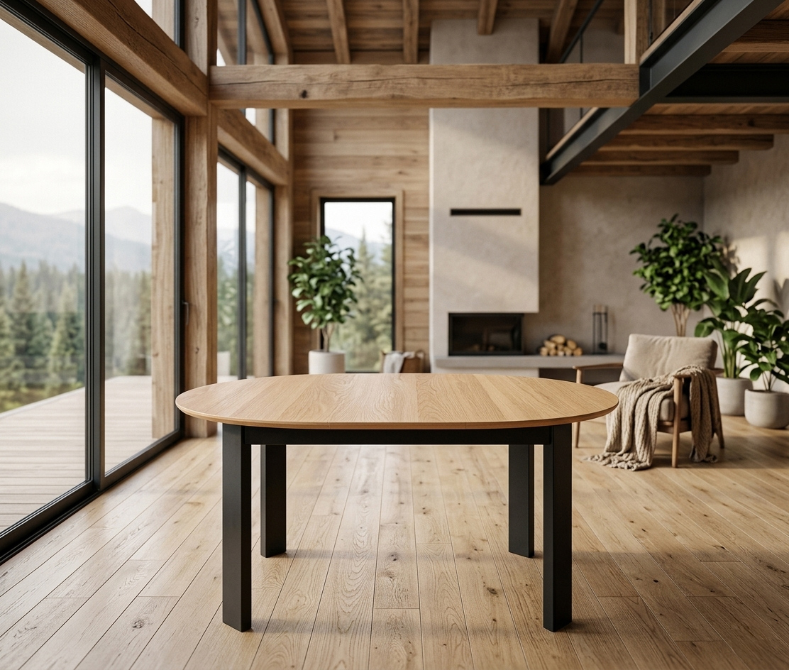 Table fixe - LOFT FER RONDE- bois de chêne massif